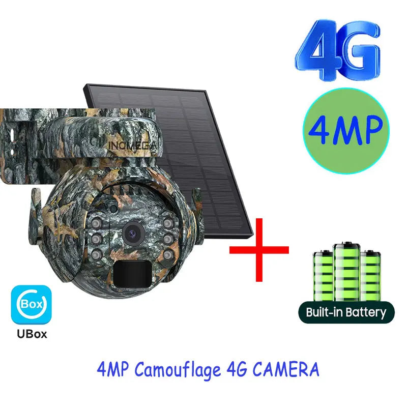 5MP Trail Camera Wireless Outdoor, 3G/4G LTE, Solar Powered Camera with 360° Pan Tilt, 2K Night Vision, Smart Motion Activated
