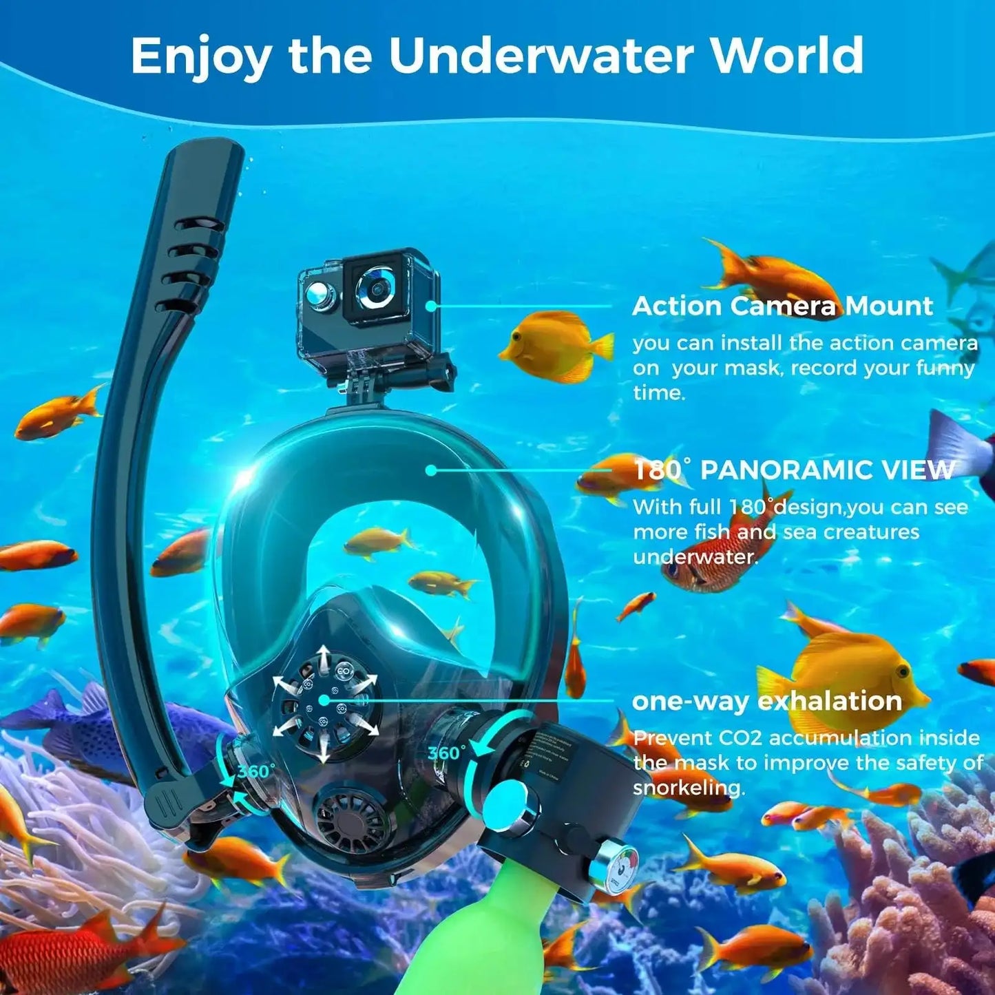 TRIMIX 0.5L Mini Scuba Lung Diving Tank With Snorkeling mask And 4-Level High-Pressure Hand Pump 10 Minutes Breathe