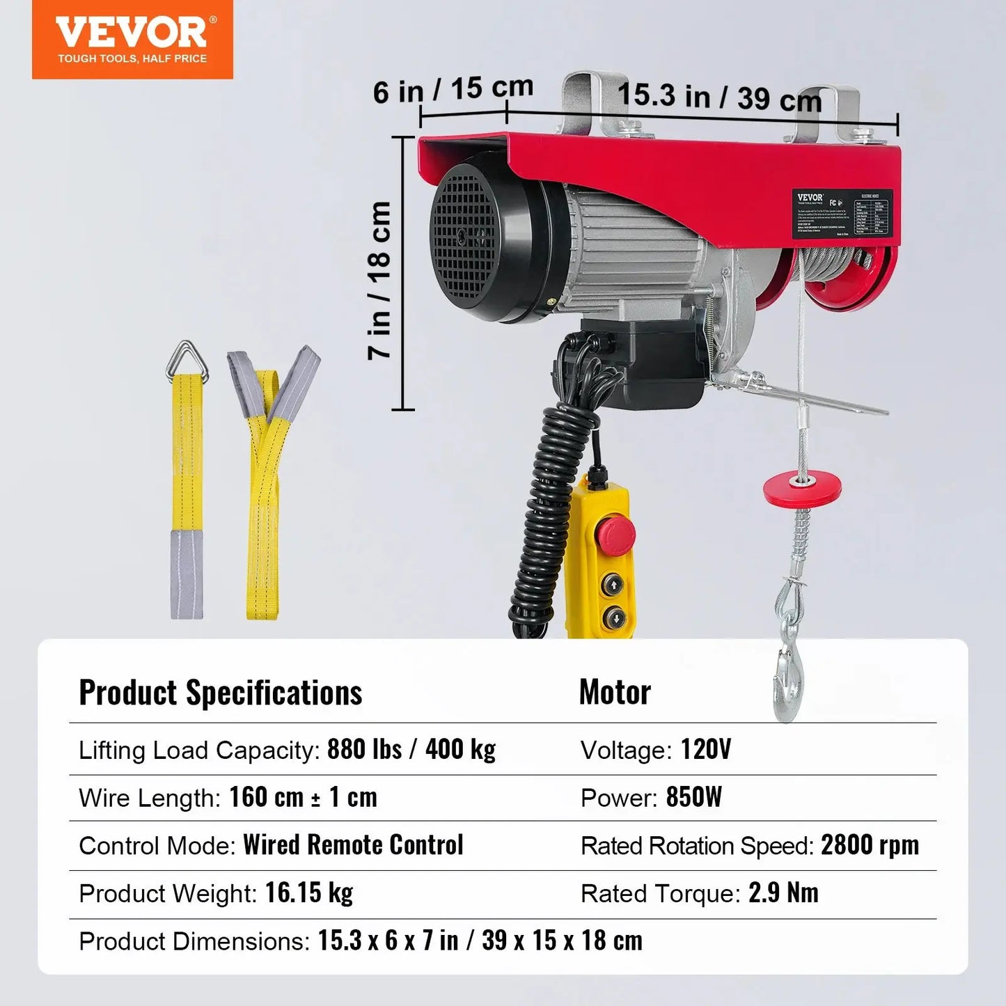 VEVOR 200-800kg Electric Hoist with Wired/Wireless Remote Control Lifting Crane Cable Hoist Winch for Boat Car Garage Elevator WardBoyzPROShop