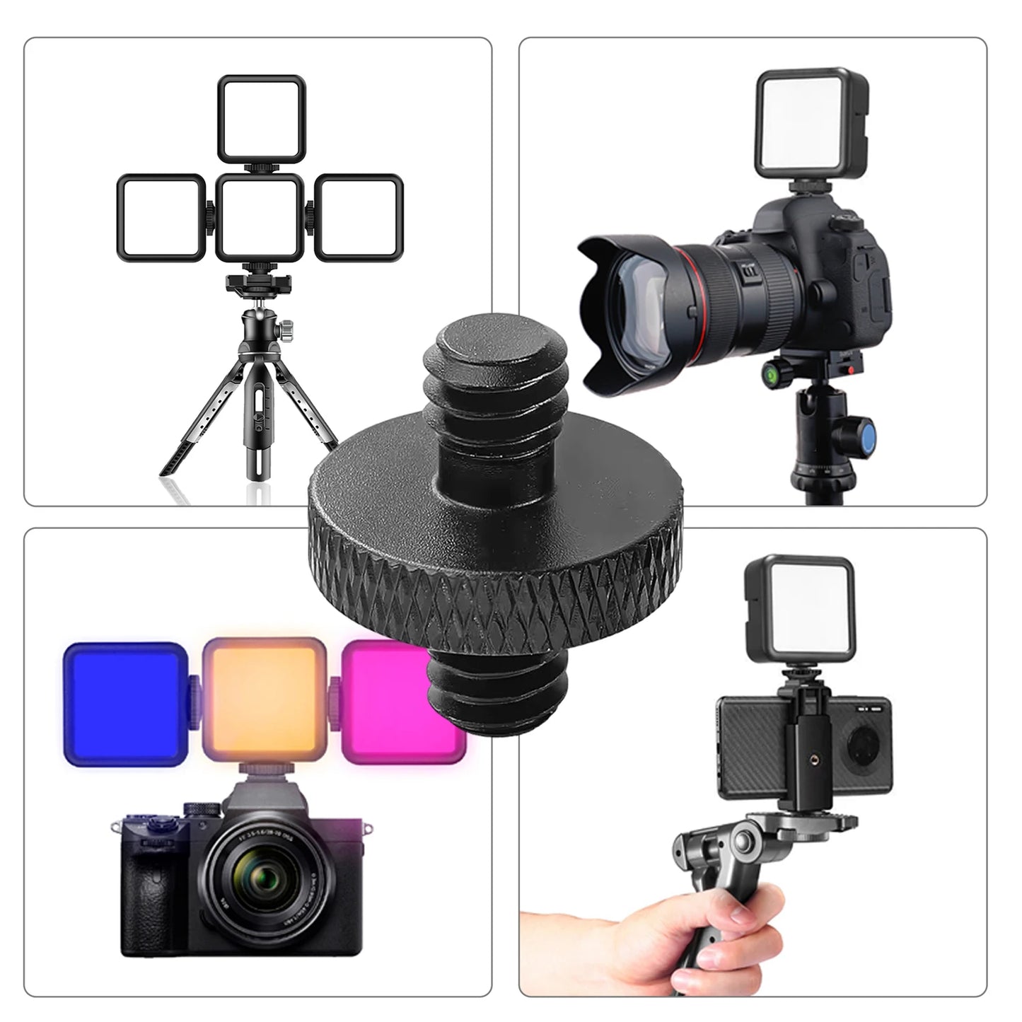 1/4" Male To 1/4" Male Tripod Screw Threaded Standard Camera Cage Mount Threaded Light Stand Screws Double Head Converters
