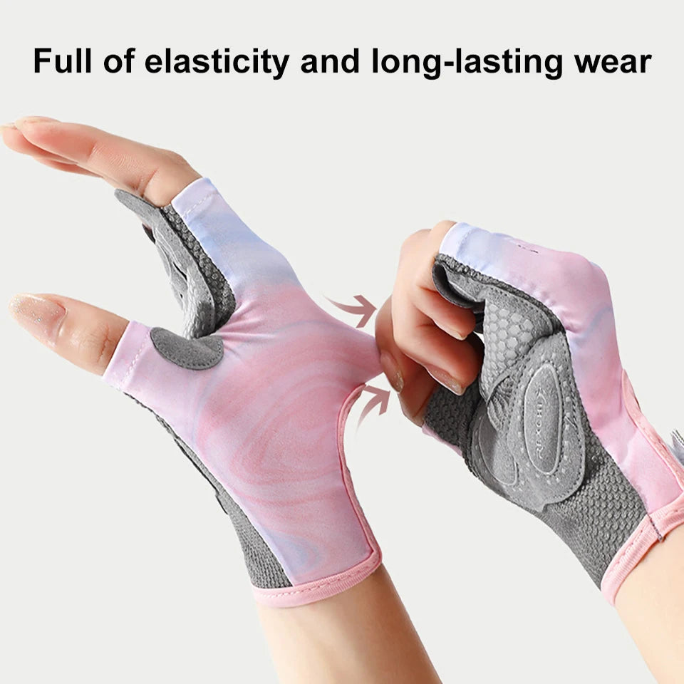 NOFOXO 1Pair Half-Finger Cycling Sports Gloves Women Breathable Anti-Slip Shock Absorbent Yoga Fitness Exercise Wear Resistant
