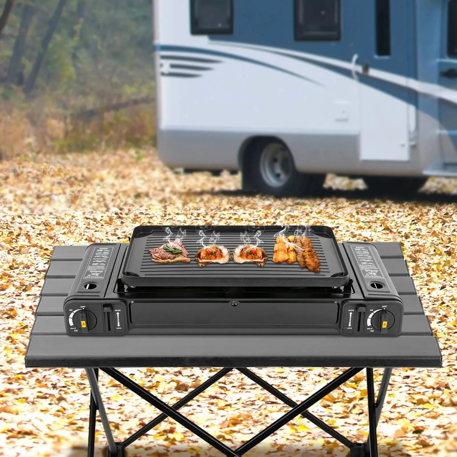 Double Head Barbecue Gas stove with Baking Tray  Home Application Home Outdoor WardBoyzPROShop