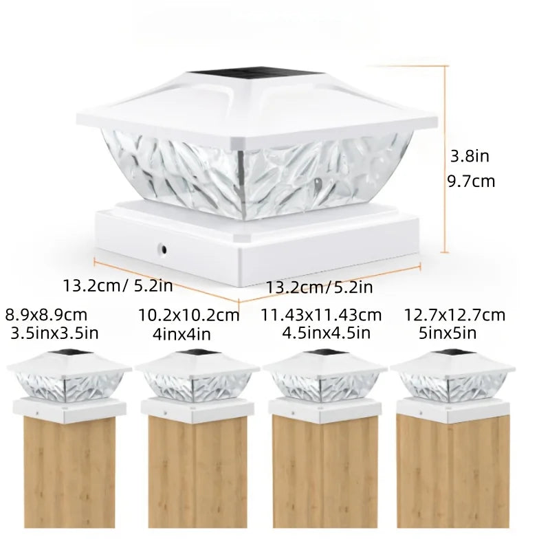 Outdoor Solar Post Cap 2 Modes Fence Light LED Post Lamp Solar Powered Waterproof For 4 Inch Wood Posts Yard Garden Outside