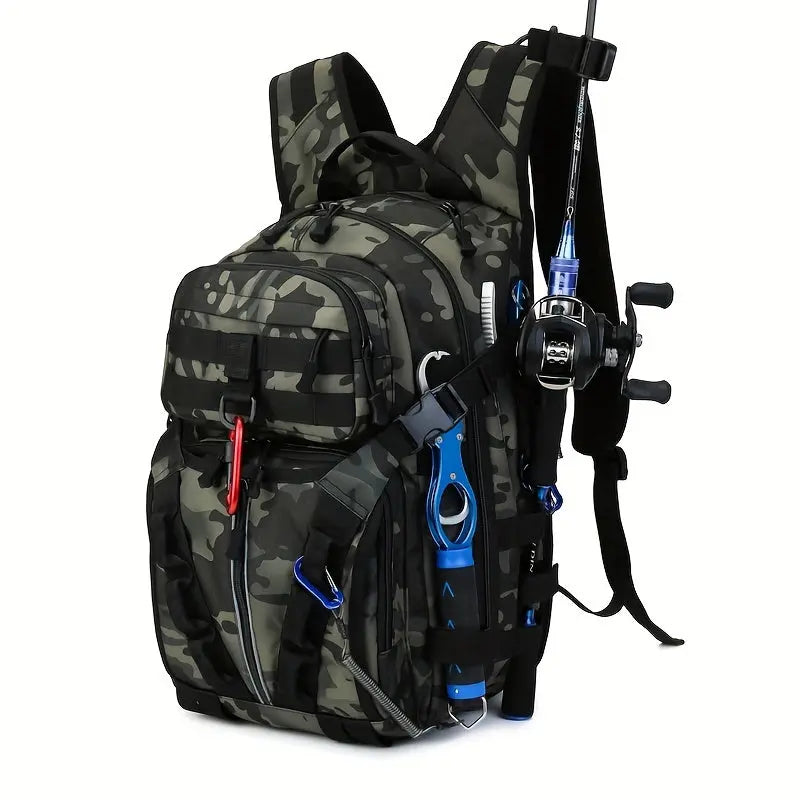 1pc Premium Fishing Backpack - Spacious Storage for Bait, Hooks, Line & Reels - Durable, Portable, Perfect for Outdoor Fishing Adventures WardBoyzPROShop