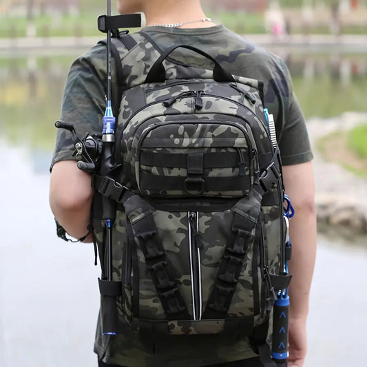 1pc Premium Fishing Backpack - Spacious Storage for Bait, Hooks, Line & Reels - Durable, Portable, Perfect for Outdoor Fishing Adventures WardBoyzPROShop