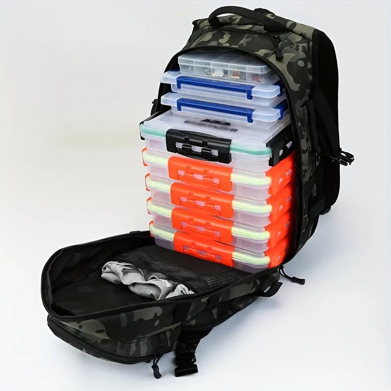 1pc Premium Fishing Backpack - Spacious Storage for Bait, Hooks, Line & Reels - Durable, Portable, Perfect for Outdoor Fishing Adventures WardBoyzPROShop