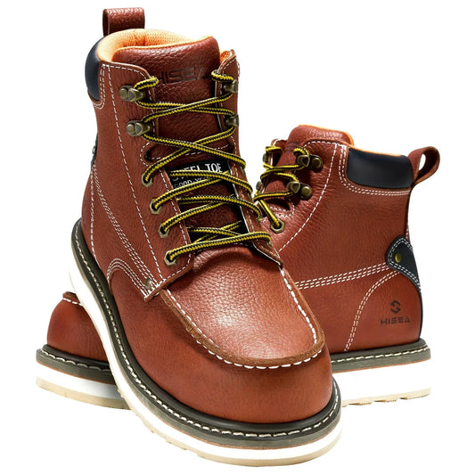 HISEA Work Boots For Men Steel Toe Boots, 6'' Waterproof Slip Resistant Industrial & Construction Work Boots WardBoyzPROShop