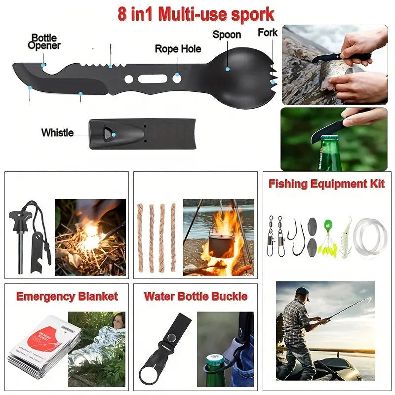 142-Piece Ultimate Survival Kit - Comprehensive Emergency Preparedness Gear with Durable Nylon MOLLE Bag, Multitool Axe & Shovel, Perfect for Outdoor Camping, Car, and Christmas Gift Ideas for Men WardBoyzPROShop