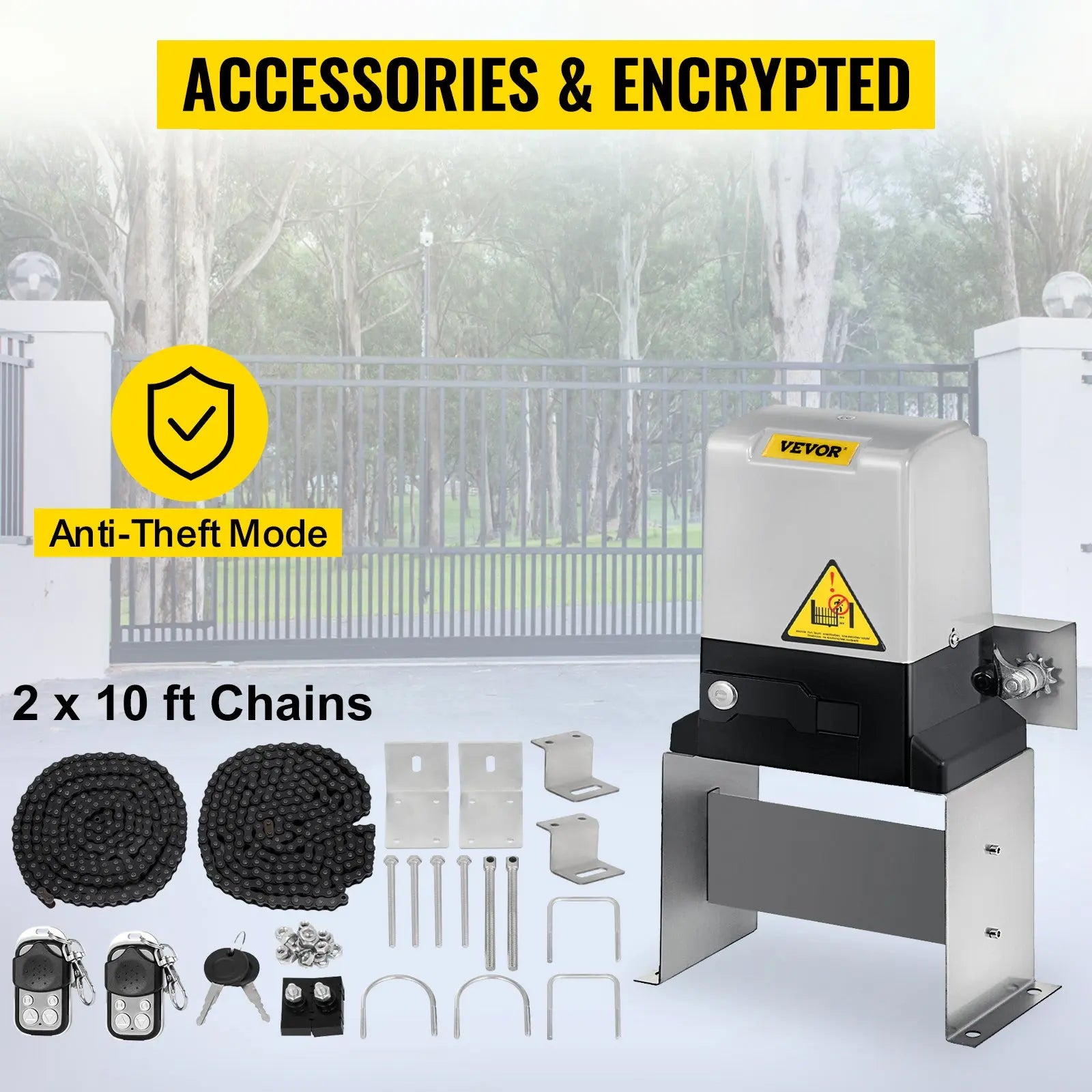 VEVOR Sliding Gate Opener Electric Operator AC600 1400 lbs with 2 Remote Controllers Move Speed 43 ft Per Min Basic Model WardBoyzPROShop